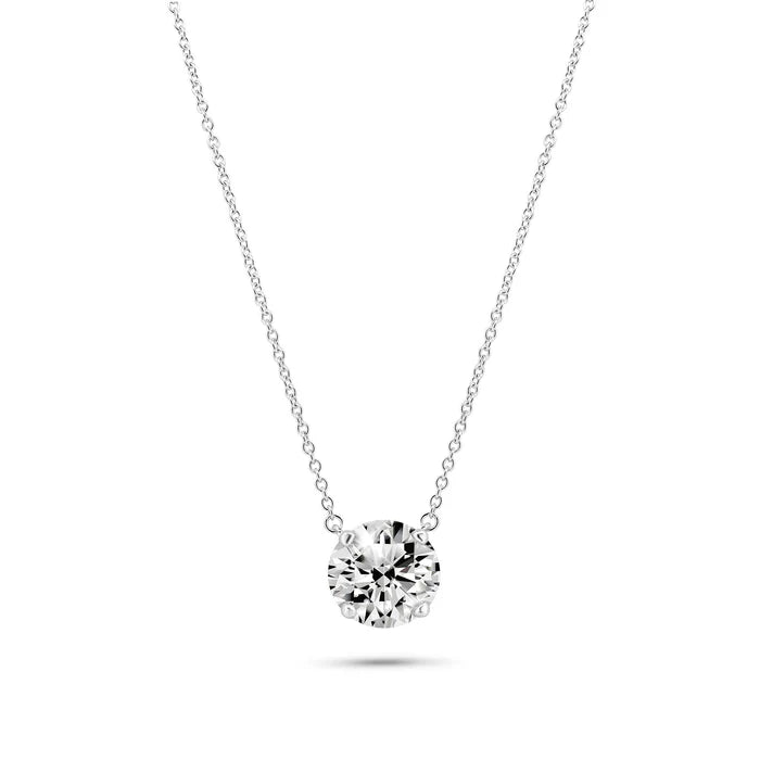Sterling Silver Round Moissanite Solitaire Necklace – GRA Certified