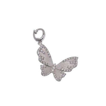 Moissanite Butterfly Necklace and Bracelet Set, 925 Sterling Silver Brushed Wing Enhancer Pendant, Custom Set Luxury Gift for Her