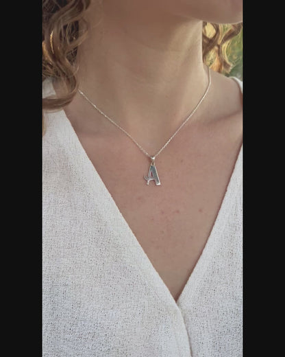 Custom Cursive Initial Necklace 925 Sterling Silver, Funky Freshwave Script Letter Pendant, Personalized Minimalist Monogram Gift for Her
