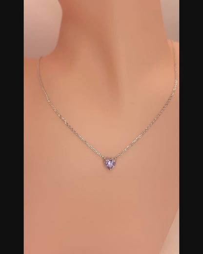 Solid 14K Gold Heart Birthstone Necklace, 925 Sterling Silver 5mm Grain Fancy Beaded Charm Pendant, Personalized Birthday Gift for Her