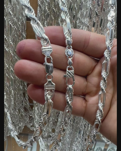 Sterling Silver Diamond-Cut Milano Rope Chain, Solid Silver Necklaces for Men or Women, Solid Unisex Silver Chains for Everyday Casual Wear