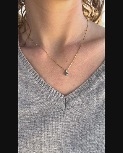 Solid 14K Gold Heart Birthstone Pendant, 925 Sterling Silver 5mm Dainty Love Charm Necklace for Women, Personalized Gift for Her Stackable