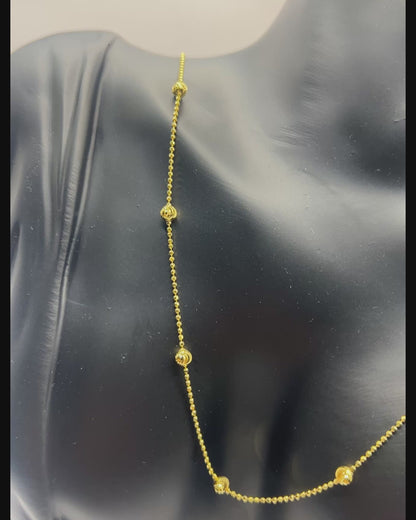 Solid 925 Sterling Silver Moon Cut Bead Chain, Alternating Ball Necklace for Men and Women, 14K Gold Plated or Rhodium Finished