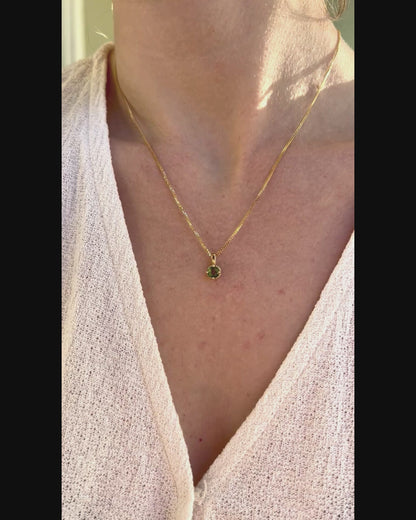 Solid 14K Gold Birthstone Pendant, 5mm Small Dainty Round Milgrain Beaded Charm for Women, Personalized Real Gold Birthday Gift for Her Stackable