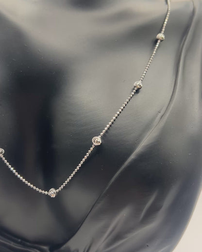 Solid 925 Sterling Silver Moon Cut Bead Chain, Alternating Ball Necklace for Men and Women, 14K Gold Plated or Rhodium Finished