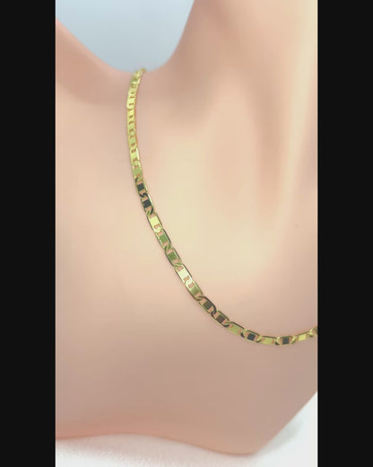 Solid 925 Sterling Silver Valentino Chain, Fancy Gold Plated Marisa Necklace for Men & Women, Layering Chain Plated for Pendants, Initials