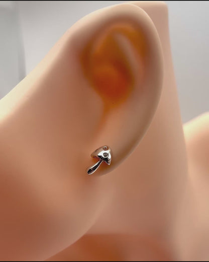 Solid 925 Sterling Silver Mushroom Studs, Tiny Silver Mushroom Earrings, Cute Nature Inspired Dainty Studs, Premium Crystal Toadstool Studs