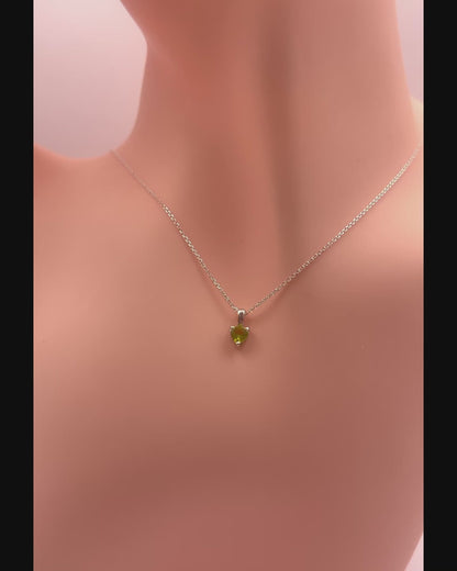 Solid 14K Gold Heart Birthstone Pendant, 925 Sterling Silver 4mm Small Dainty Charm Necklace for Women, Personalized Gift for Her Stackable