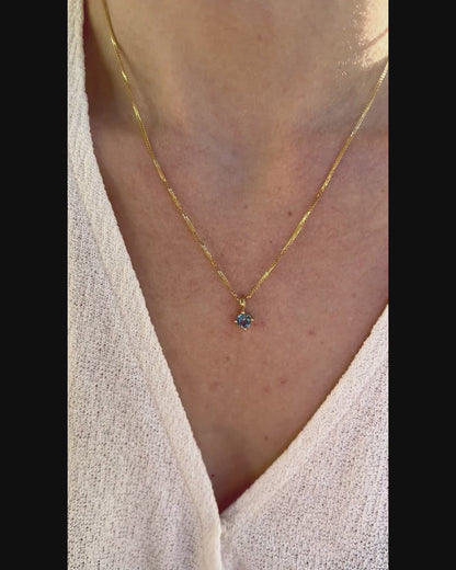 Solid 14K Gold Birthstone Pendant, 5mm Small Dainty Round Crystal Solitaire Charm for Women, Personalized Real Gold Birthday Gift for Her Stackable