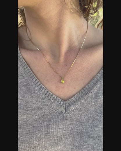 Solid 14K Gold Birthstone Necklace, 5mm Round Plain Charm Pendant for Women, Personalized Real Gold Birthday Gift for Her Stackable