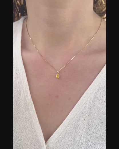 Solid 14K Gold Oval Birthstone Necklace, 925 Sterling Silver 6mm Dainty Solitaire Charm Pendant, Personalized Real Gold Birthday Gift for Her Stackable