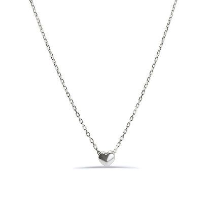 Custom Engraved Puffy Heart Necklace, Solid 925 Sterling Silver Initial Charm, Dainty Personalized Floating Love Pendant 16" to 18"